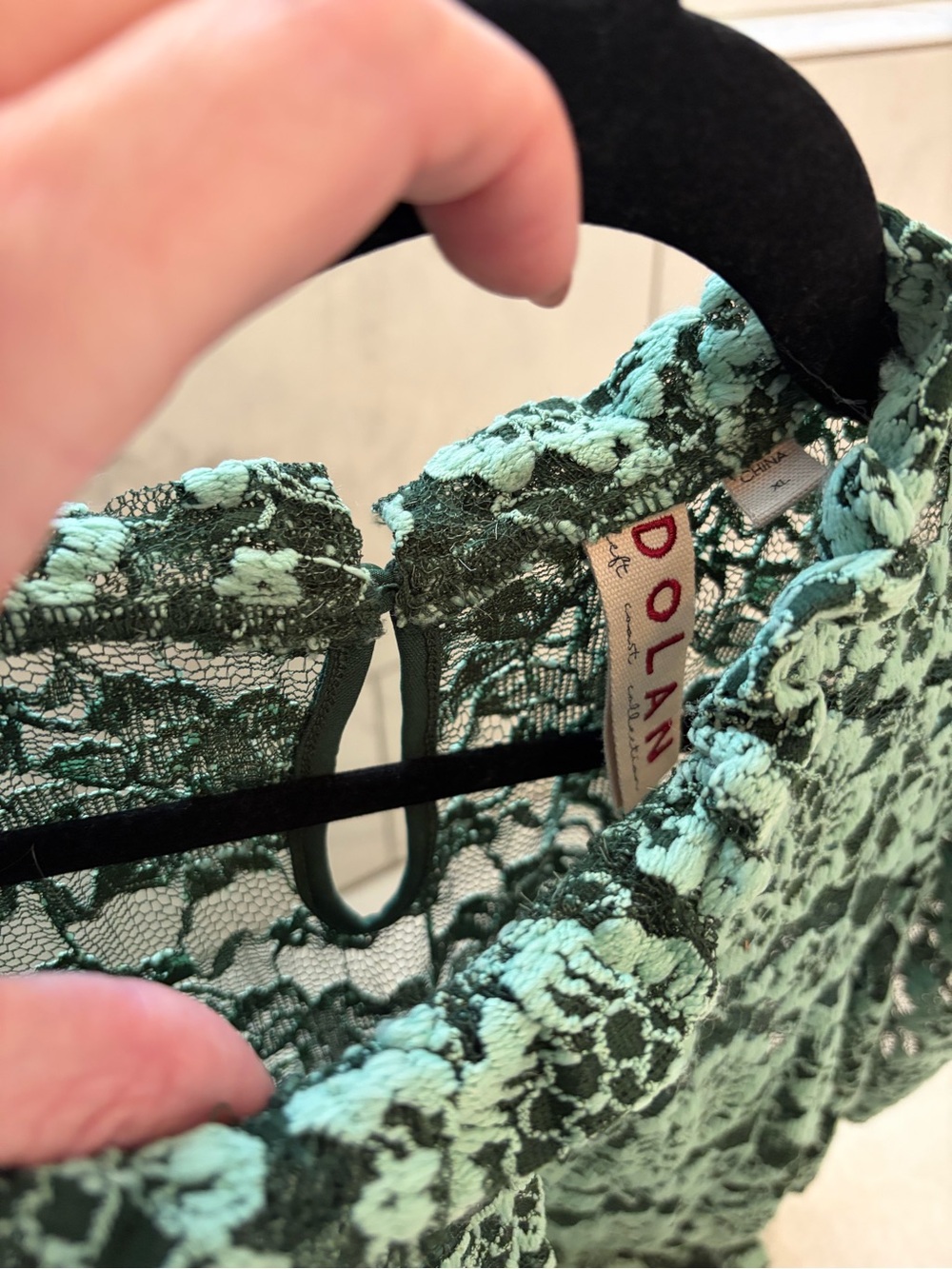dolan Mint & Forest Green Lace Top